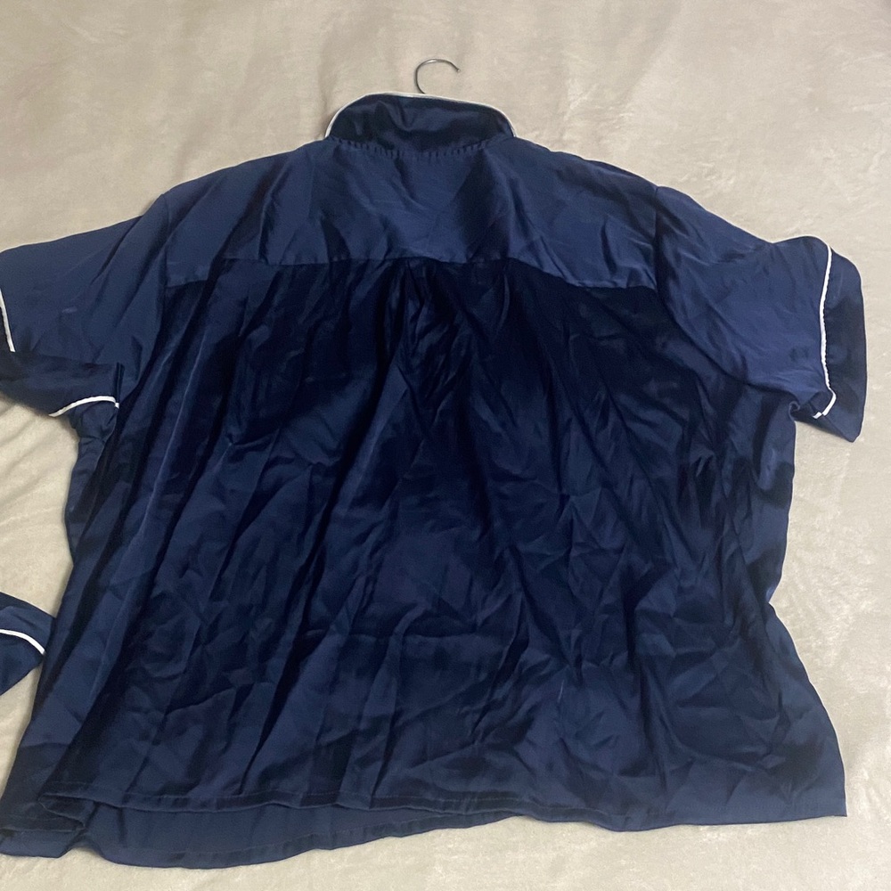 Stars Above Navy Blue Pajama Top & shorts bottom with White Piping - Picture 6 of 7